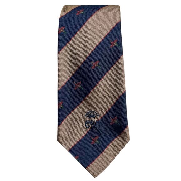 Vintage Woolf Brothers Belgravia Countess Mara Tie Blue Brown Red , Preowned - Picture 1 of 6